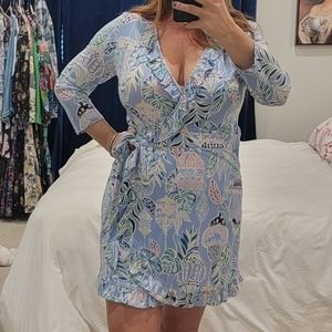 Lilly Pulitzer Jessalynne Romper Blue Peri Lapis Lanterns Size Large